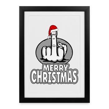 Merry Christmas Middle Finger Stinger Finger Design - Framed poster (27 × 37 cm) - black - Front