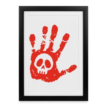 Skull and bloody footprint - Framed poster (27 × 37 cm) - black - Front