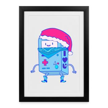 Kawaii Christmas Robot Santa Bot - Framed poster (27 × 37 cm) - black - Front