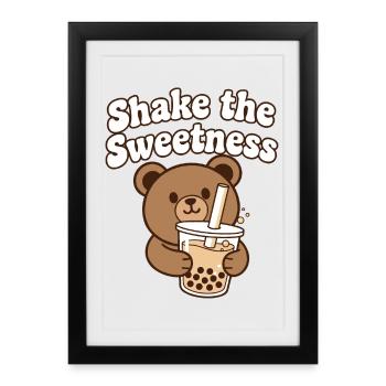 Kawaii Bear with Bubble Tea - Framed poster (27 × 37 cm) - black - Front