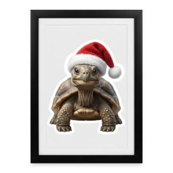 Tortue douillette qui célèbre lentement - Affiche encadrée (27 × 37 cm) - noir - Devant