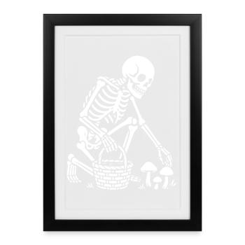 Récolte de squelettes : Panier de champignons - Affiche encadrée (27 × 37 cm) - noir - Devant