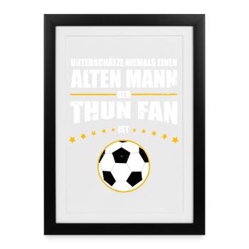 Alter Mann - Thun Fan | Retro Vintage Design - Gerahmtes Poster (27 × 37 cm) - Schwarz - Vorne