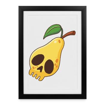 Crâne de poire - Affiche encadrée (27 × 37 cm) - noir - Devant