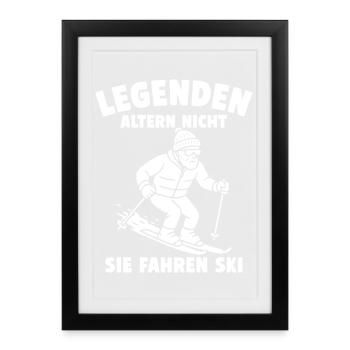 Legenden altern nicht – Sie fahren Ski - Gerahmtes Poster (27 × 37 cm) - Schwarz - Vorne