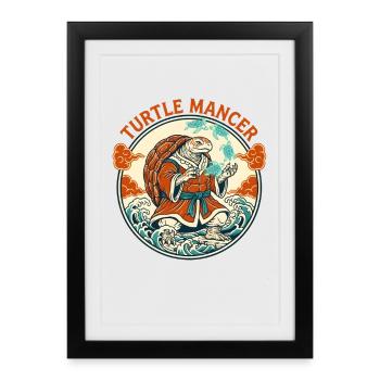 Tortue Mystique Mancer avec Tortues Esprits - Affiche encadrée (27 × 37 cm) - noir - Devant