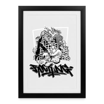 Breakdance B-Boy Streetdance Design Hip Hop Dance - Framed poster (27 × 37 cm) - black - Front