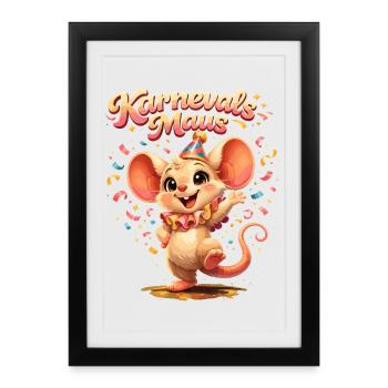 Costume de souris de carnaval – Costume de carnaval Cologne - Affiche encadrée (27 × 37 cm) - noir - Devant