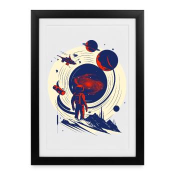 Astronaute au portail cosmique - Affiche encadrée (27 × 37 cm) - noir - Devant