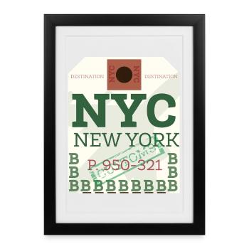 Tampon de passeport NYC Bold - Affiche encadrée (27 × 37 cm) - noir - Devant