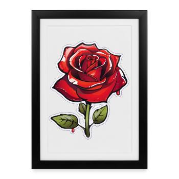 La Rose Rouge dans le style des bandes dessinées - Affiche encadrée (27 × 37 cm) - noir - Devant