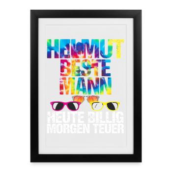Malle Helmut témoin aujourd’hui, pas cher, demain, cher - Affiche encadrée (27 × 37 cm) - noir - Devant