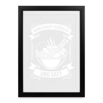 Les ramen vous rendent heureux et rassasié - Affiche encadrée (27 × 37 cm) - noir - Devant