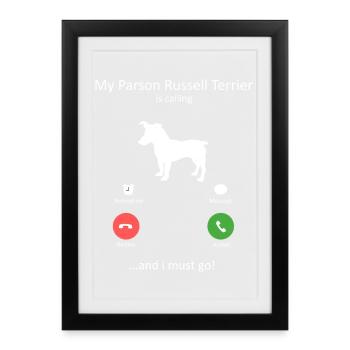 Le pasteur Russell Terrier appelle le chien drôle - Affiche encadrée (27 × 37 cm) - noir - Devant