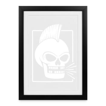 Punk Rock Skull With Mohawk - Framed poster (27 × 37 cm) - black - Front