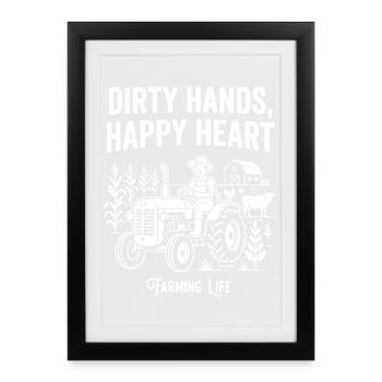 Farming de cœur heureux à mains sales - Affiche encadrée (27 × 37 cm) - noir - Devant