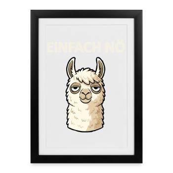 Lama drôle qui dit juste non - Affiche encadrée (27 × 37 cm) - noir - Devant