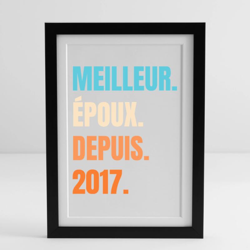 Bester Ehemann seit 2017 Geschenk-Ehemann Gerahmtes Poster (27 × 37 cm)