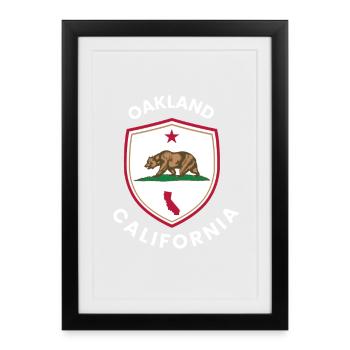 Emblème du drapeau de l’ours d’Oakland - Affiche encadrée (27 × 37 cm) - noir - Devant