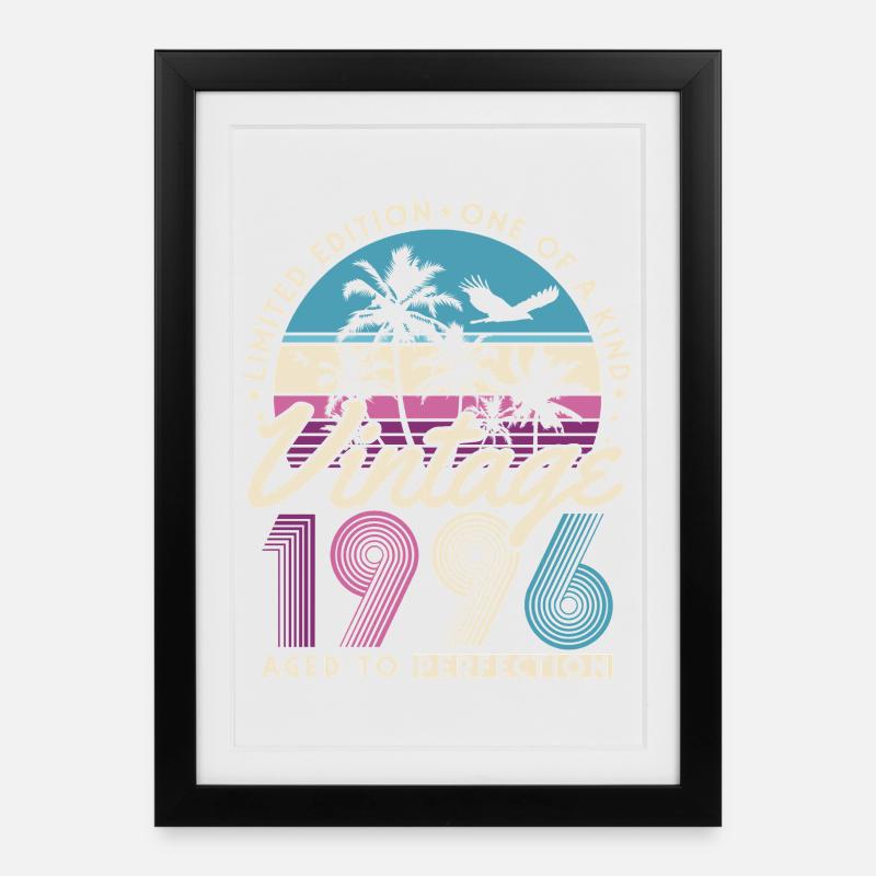 Millésime 1996 Vintage Rétro Cadeau d’anniversaire - Affiche encadrée (27 × 37 cm) - noir