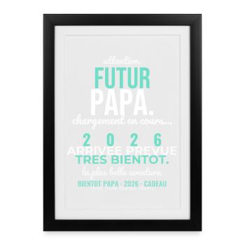 Futur Papa 2026 - Affiche encadrée (27 × 37 cm) - noir - Devant