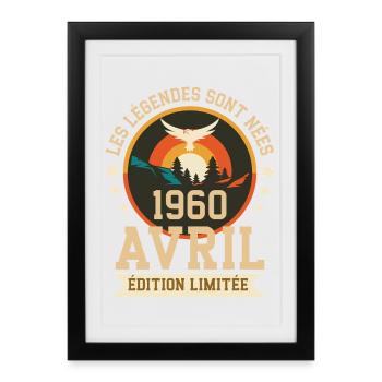Légende Née Avril 1960 Édition Limitée - Affiche encadrée (27 × 37 cm) - noir - Devant