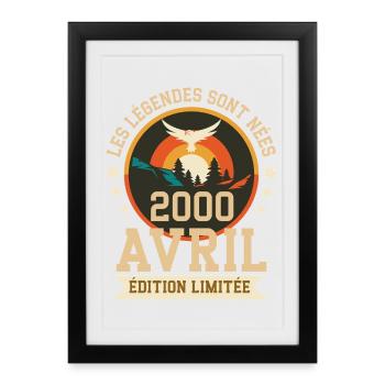 Légende Née Avril 2000 Édition Limitée - Affiche encadrée (27 × 37 cm) - noir - Devant