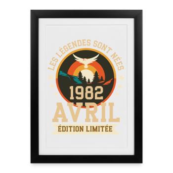 Légende Née Avril 1982 Édition Limitée - Affiche encadrée (27 × 37 cm) - noir - Devant