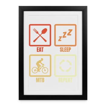 Mange, Dors, Répète en MTB - Affiche encadrée (27 × 37 cm) - noir - Devant