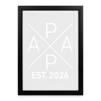 Papa Est 2026 Minimalist Cross - Gerahmtes Poster (27 × 37 cm) - Schwarz - Vorne