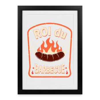Rol du Barbecue — Saucisse en Flamme - Affiche encadrée (27 × 37 cm) - noir - Devant