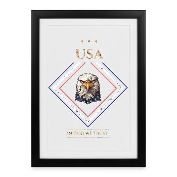 USA vintage -IN GOD WE TRUST - Affiche encadrée (27 × 37 cm) - noir - Devant