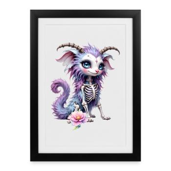 Créature pastel avec des os floraux - Affiche encadrée (27 × 37 cm) - noir - Devant