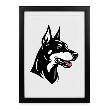 Côté de la tête du doberman - Affiche encadrée (27 × 37 cm) - noir - Devant