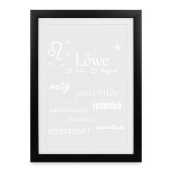 Löwe_Sternzeichen - Gerahmtes Poster (27 × 37 cm) - Schwarz - Vorne