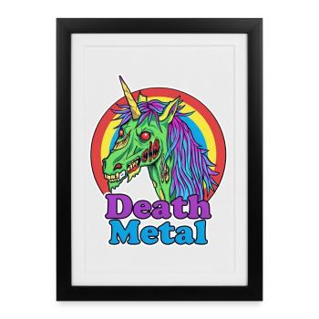 Death Metal – Zombie Unicorn Cartoon - Framed poster (27 × 37 cm) - black - Front