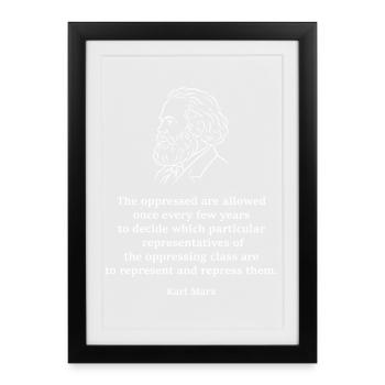 Citation de Karl Marx Portrait Tee - Affiche encadrée (27 × 37 cm) - noir - Devant