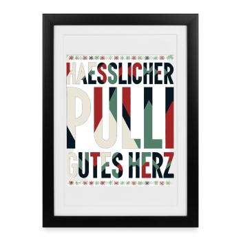 Hässlicher Pulli, gutes Herz - Gerahmtes Poster (27 × 37 cm) - Schwarz - Vorne