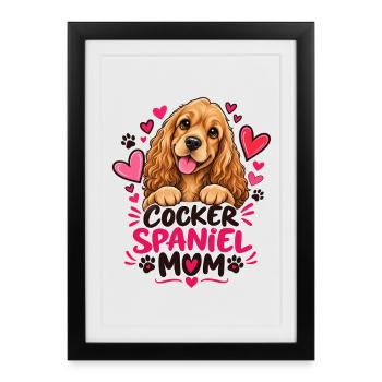 Cocker Spaniel Mamaherzen - Gerahmtes Poster (27 × 37 cm) - Schwarz - Vorne