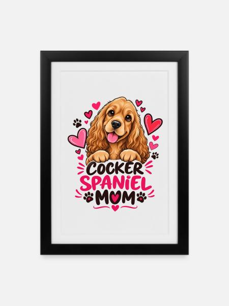 Cocker Spaniel Mamaherzen - Gerahmtes Poster (27 × 37 cm) - Schwarz