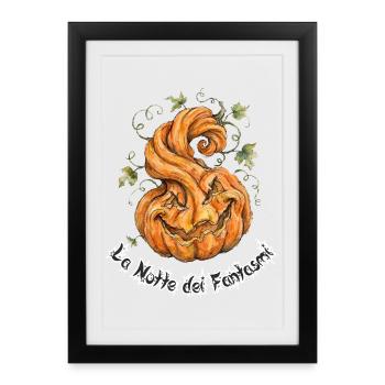 Halloween-Spiralkürbis - Gerahmtes Poster (27 × 37 cm) - Schwarz - Vorne