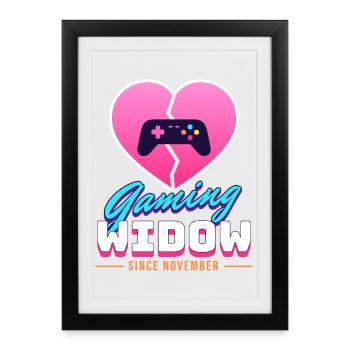 Gaming Widow - Gerahmtes Poster (27 × 37 cm) - Schwarz - Vorne