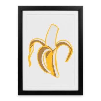 une banane à moitié mangée - Affiche encadrée (27 × 37 cm) - noir - Devant