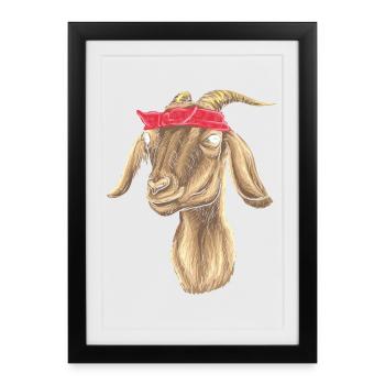 Goat with Bandana - Framed poster (27 × 37 cm) - black - Front