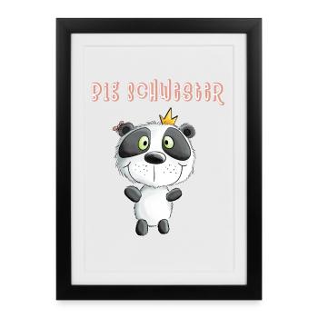 Big sister panda bear princess - Framed poster (27 × 37 cm) - black - Front