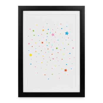 Confettis carnaval étoiles fête anniversaire déco - Affiche encadrée (27 × 37 cm) - noir - Devant