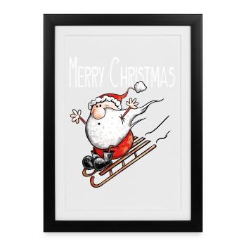 Merry Christmas Santa Claus - X-Mas - Framed poster (27 × 37 cm) - black - Front