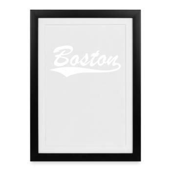 Boston Script Vintage Logo - Framed poster (27 × 37 cm) - black - Front