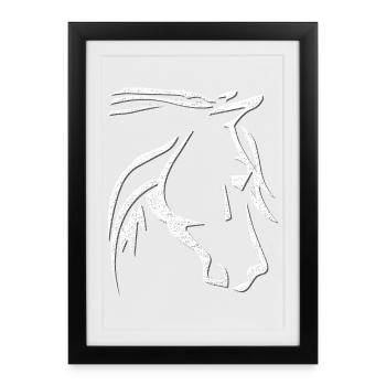 Tête de cheval - dessin de cheval - équitation - cavalière - Affiche encadrée (27 × 37 cm) - noir - Devant