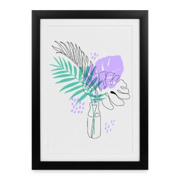Illustration artistique de plantes - Affiche encadrée (27 × 37 cm) - noir - Devant